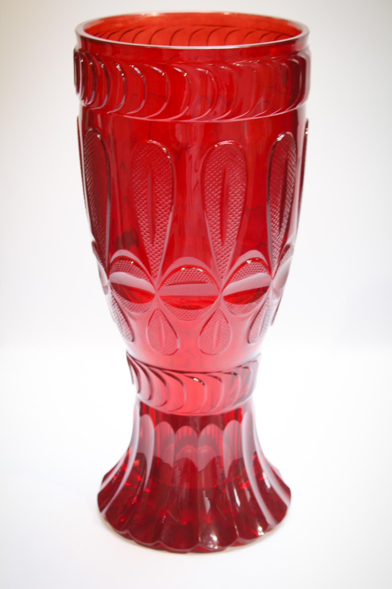 Bohemian Ruby Cut Glass Persian Market 11" Vase (1 of 2)