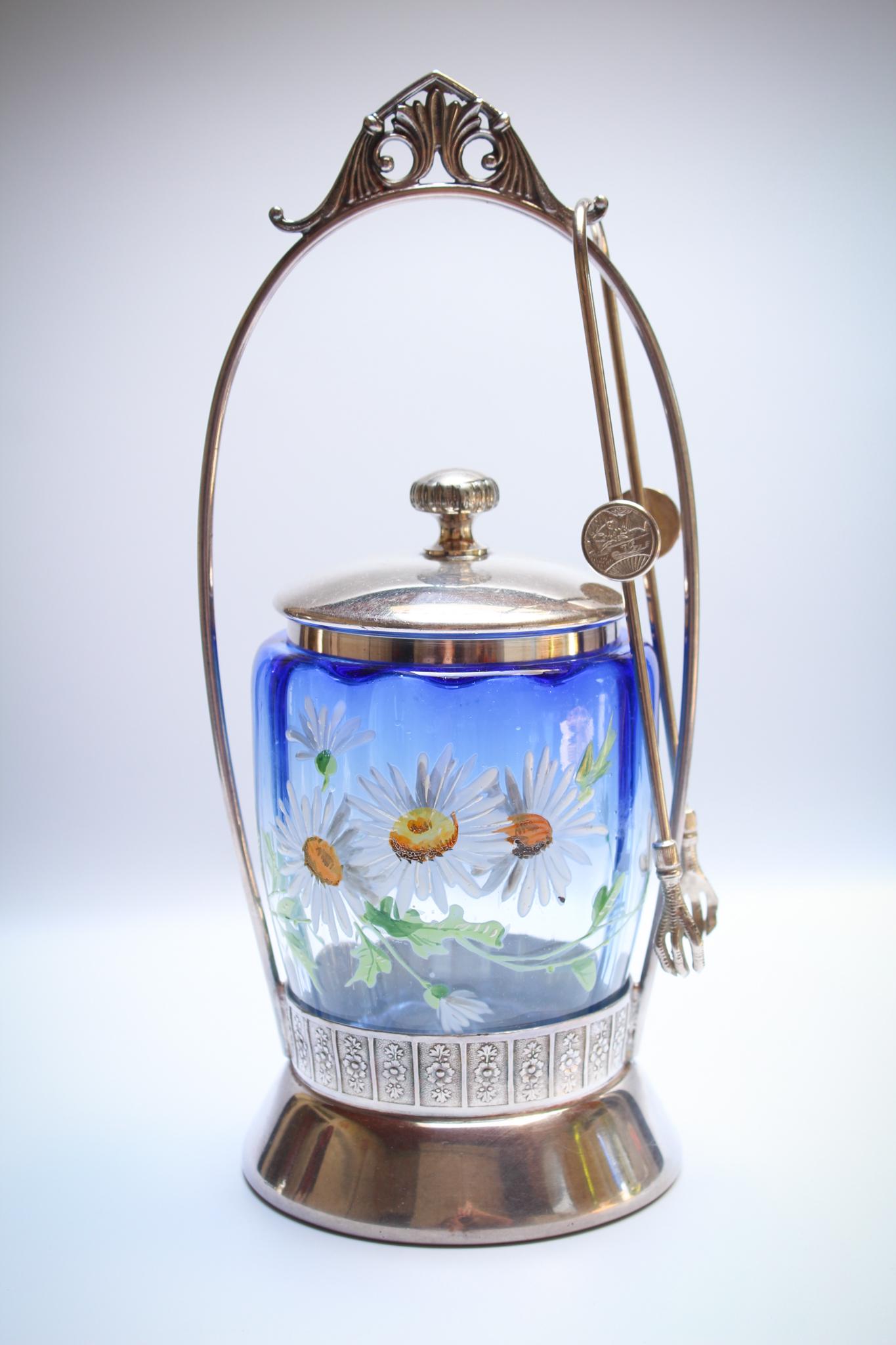 Rare Bluerina Enameled Victorian Silverplate Pickle (1 of 6)