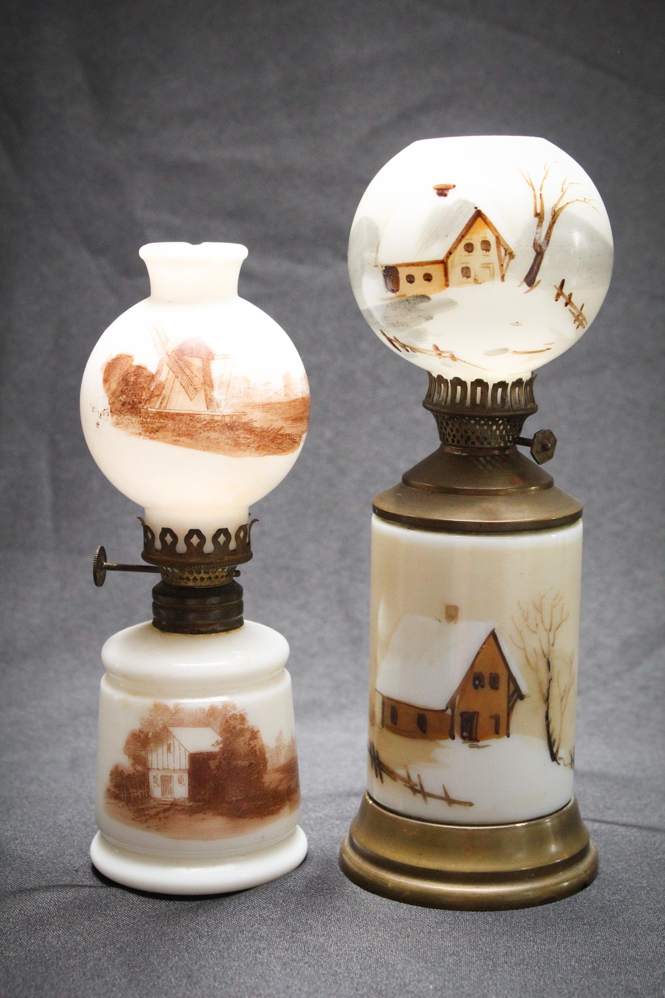 Victorian Cabin in Snow and Delft Miniature Oil Lamps (1 of 6)