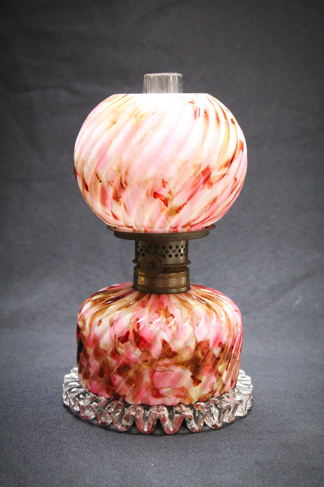 Victorian Spatter Miniature ribbed Oil Lamp (1 of 3)