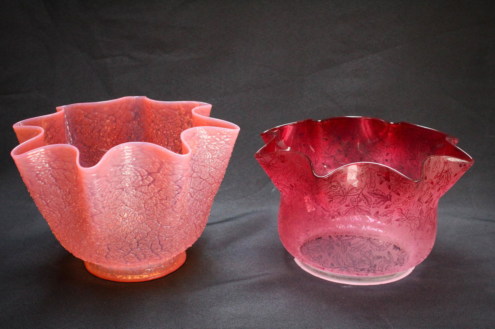 Lot of 2 Victorian Cranberry & Opalescent Reading Gas (1 of 5)