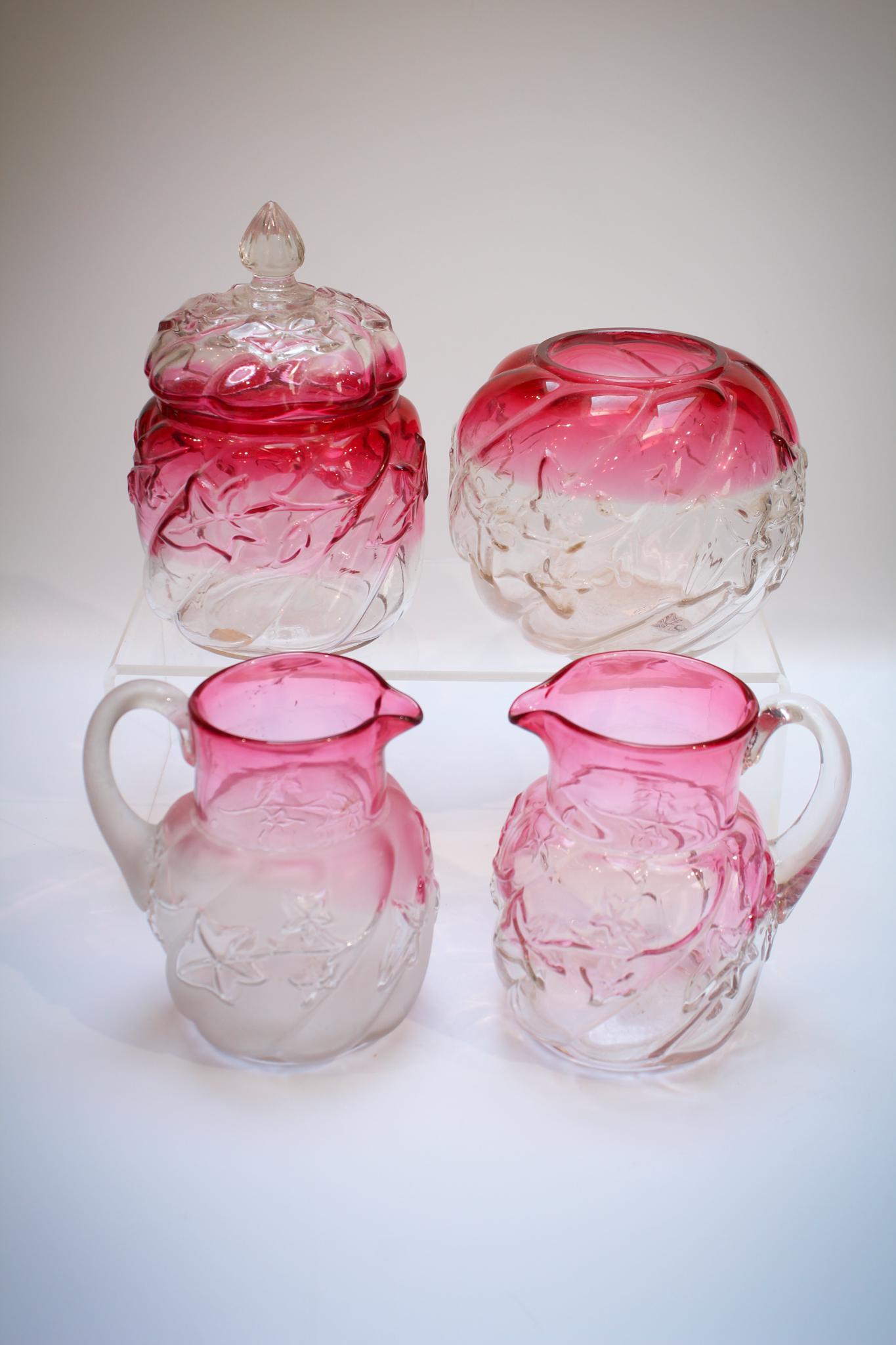 4 pcs Northwood Cranberry Royal Ivy Rubina Glass (1 of 7)