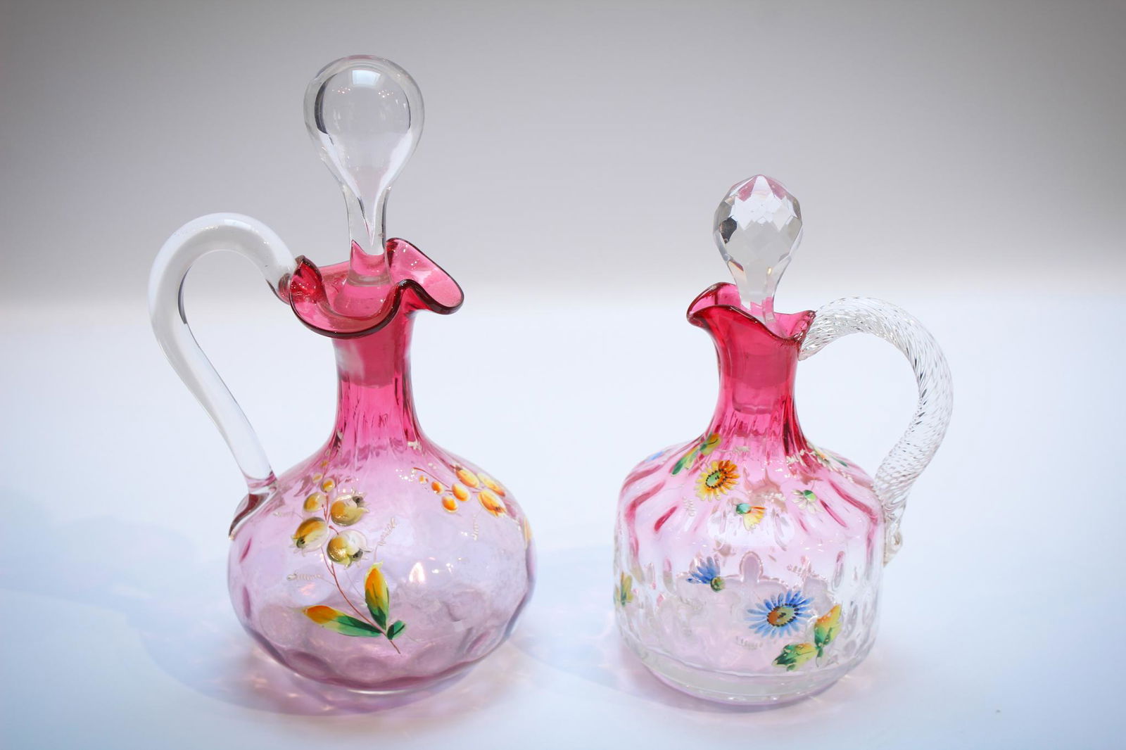 2 Cranberry Rubina Enameled Victorian Cruets (1 of 2)