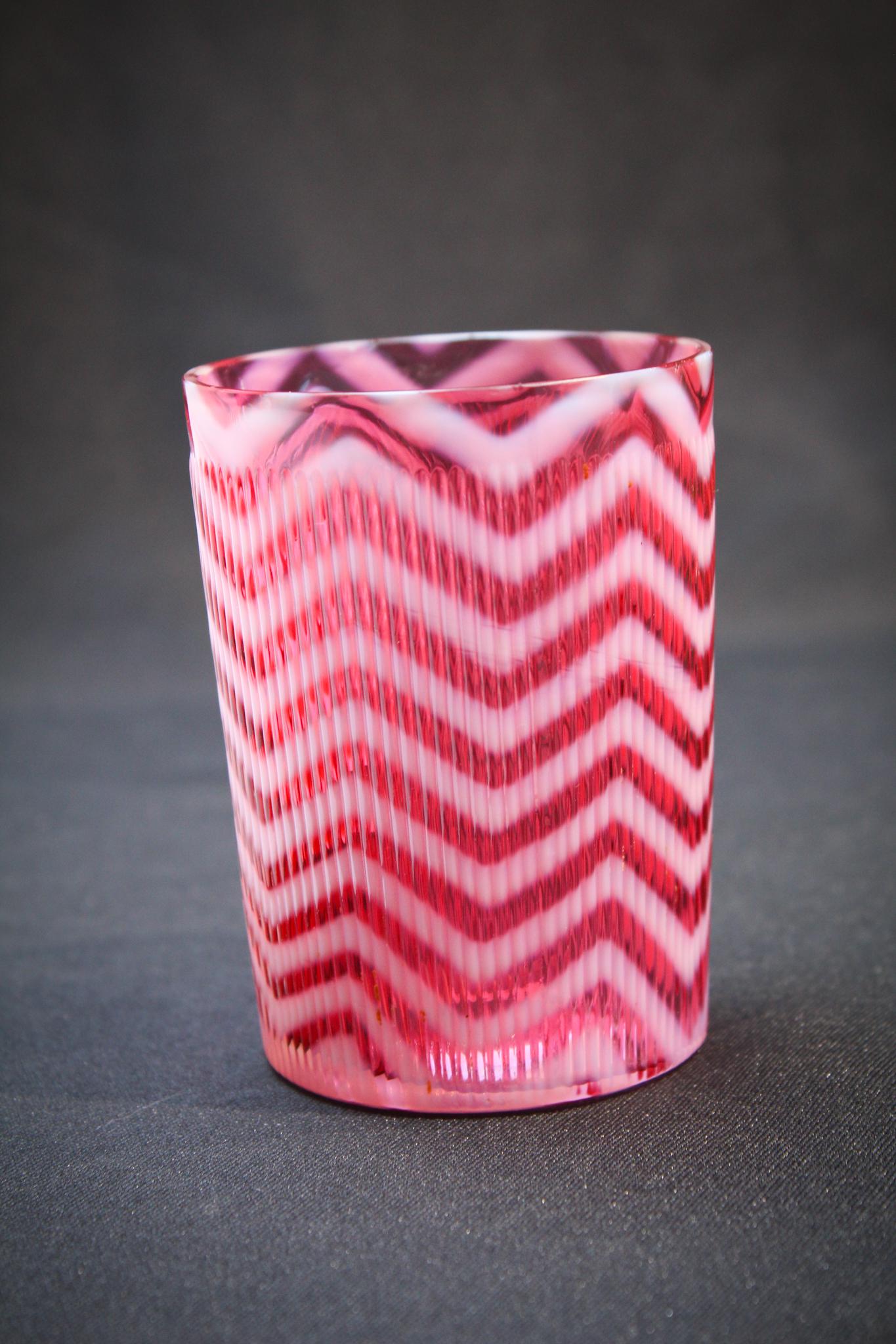 Northwood Cranberry Herringbone Victorian Tumbler (1 of 3)