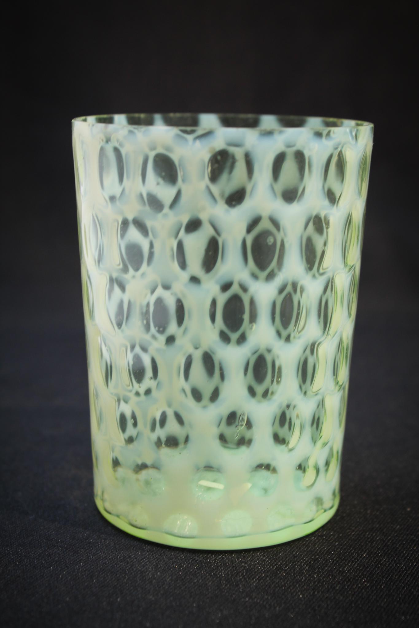 Rare Phoenix Glass Vaseline Opalescent Honeycomb (1 of 3)