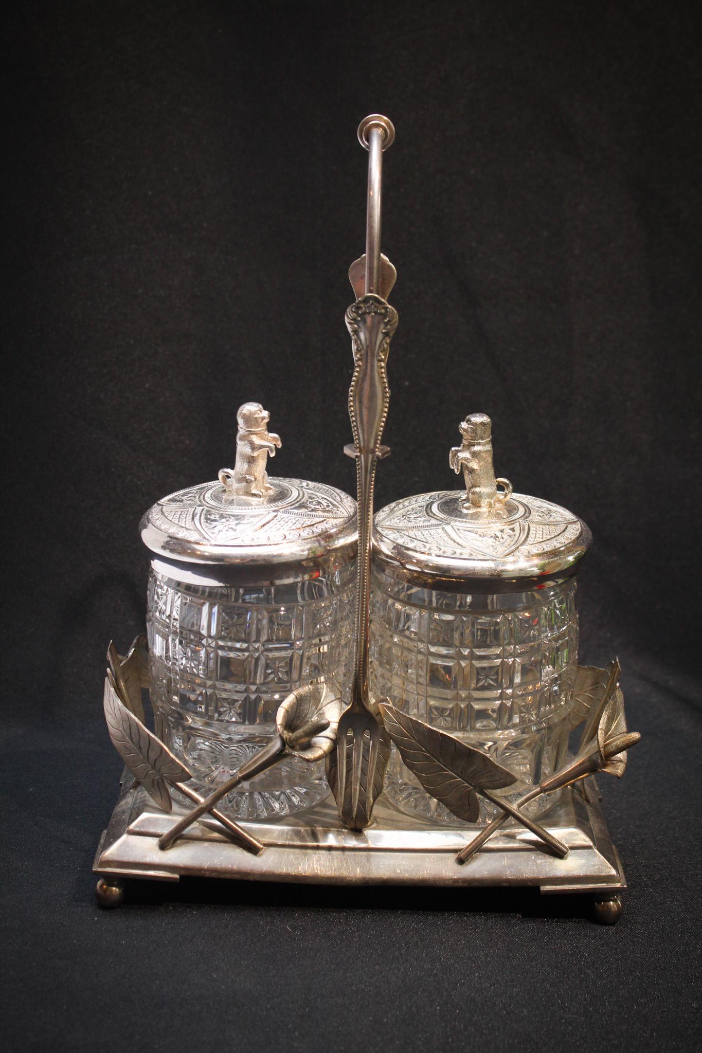 Rare Double Meriden figural Dog & Calla Lily Victorian (1 of 7)