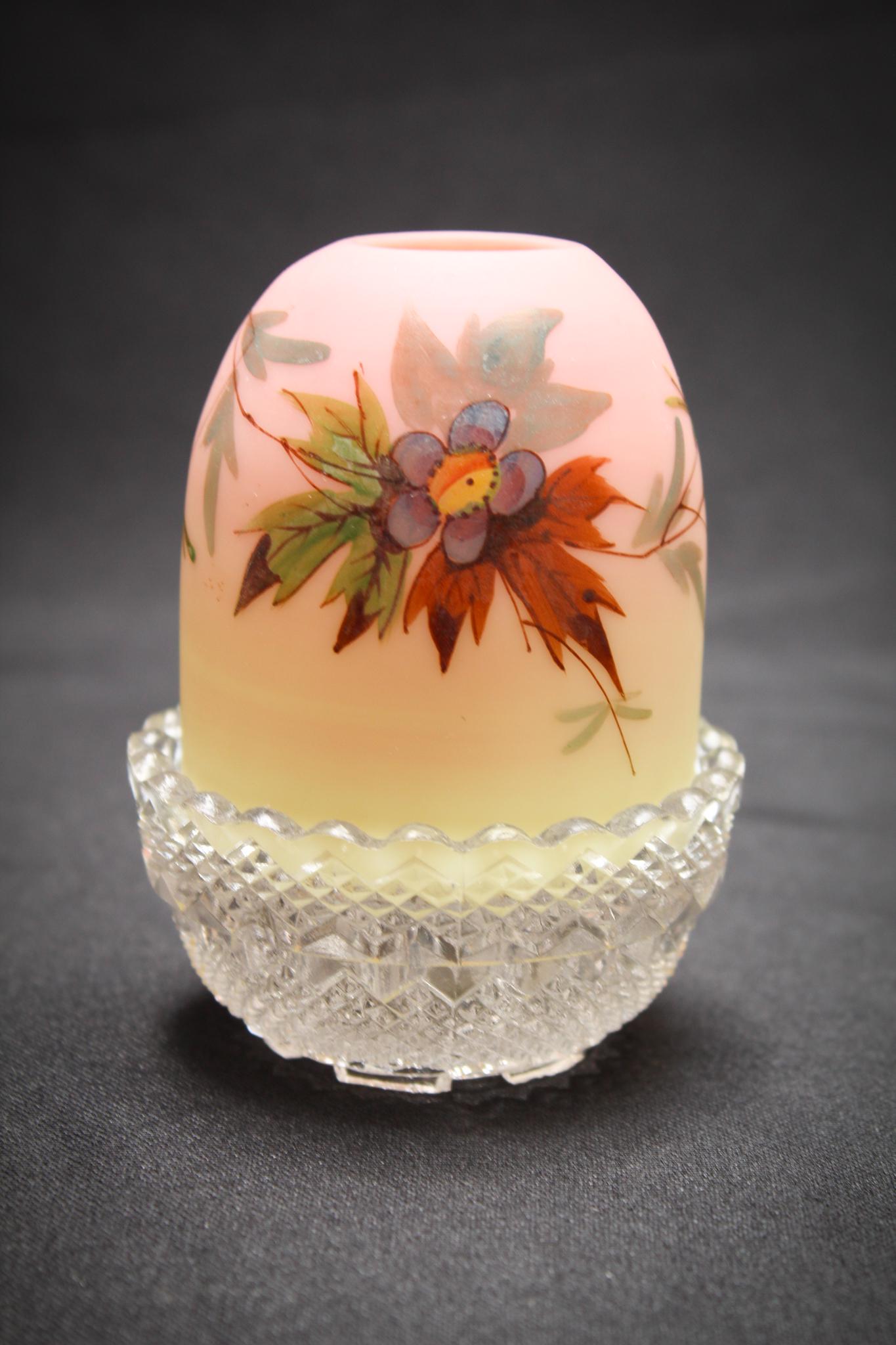 Webb Burmese decorated Victorian Glass Fairy Lamp (1 of 4)