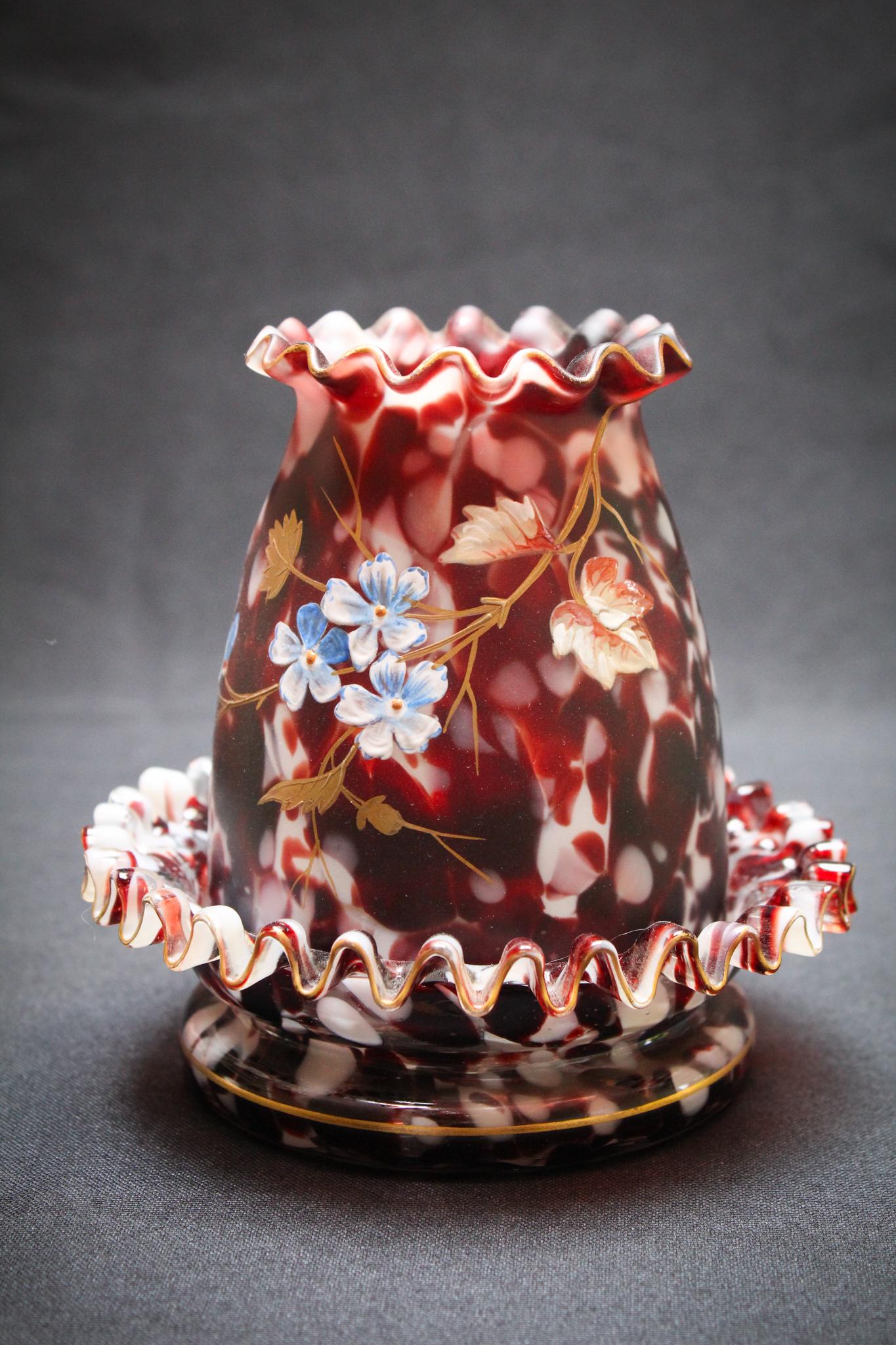 Tortouise Spatter Victorian enameled Fairy Lamp (1 of 4)