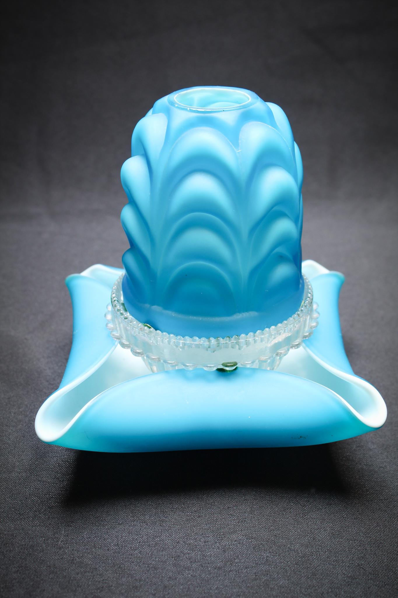 Rare Blue Cased Victorian Glass Fairy Lamp (1 of 8)