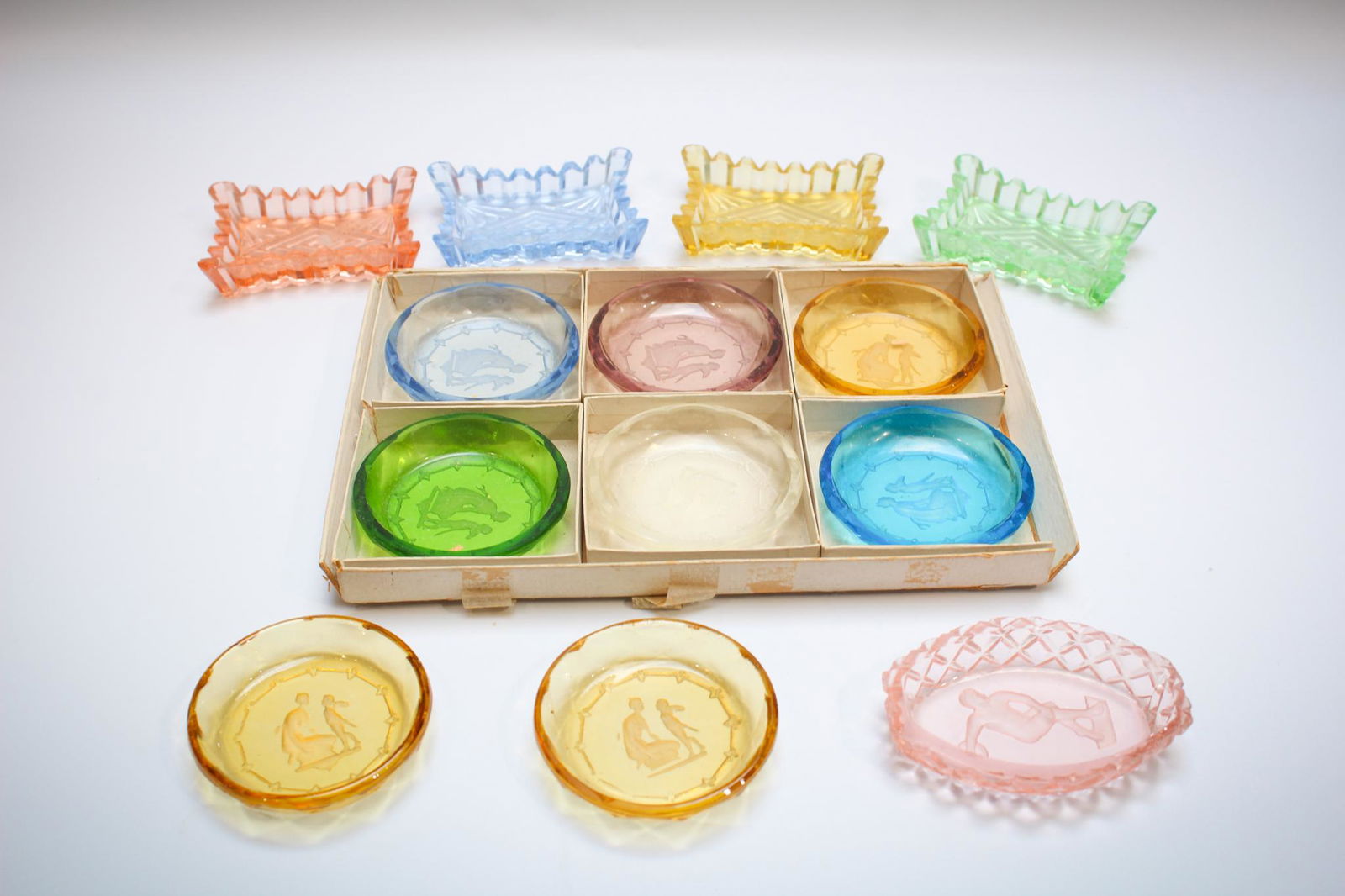 12 Intaglio glass Open Salts (1 of 4)