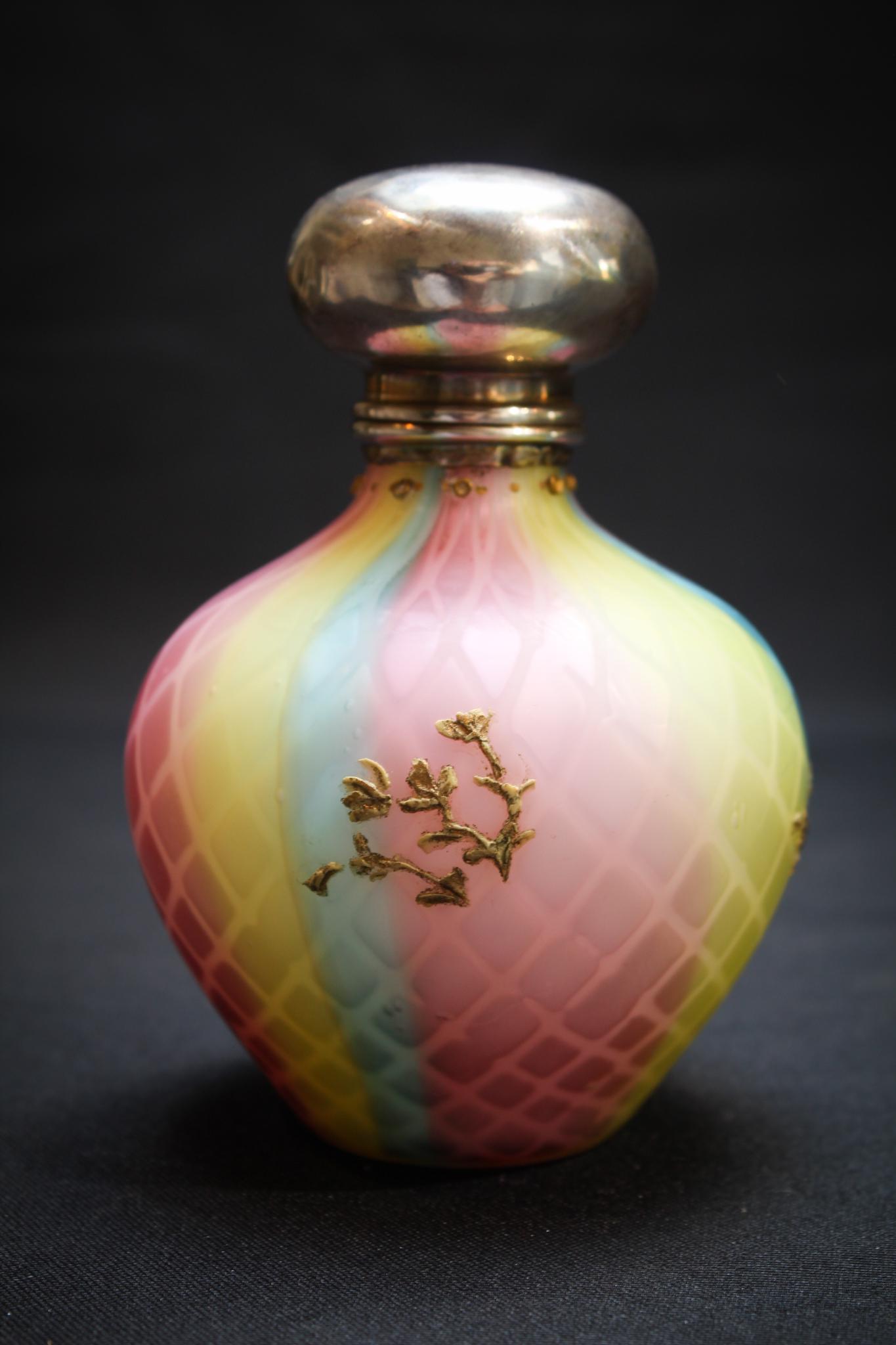 Rainbow Satin Mother of Pearl Victorian Cologne bottle (1 of 4)