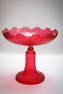 Victorian Cranberry Glass Overshot Large Compote