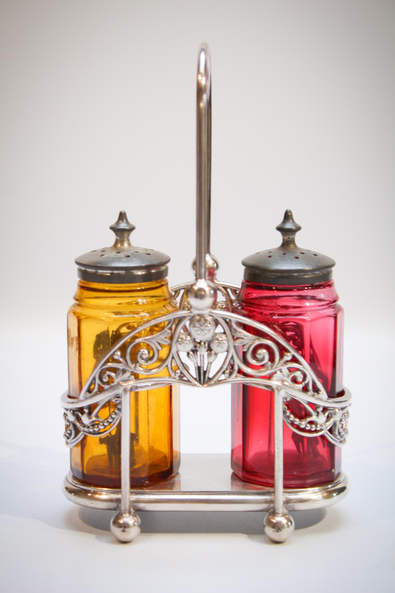 Rogers Silverplate with Victorian Salt Shakers (1 of 4)