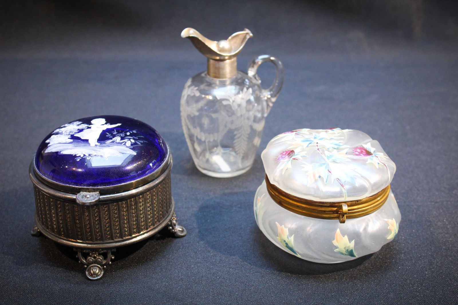 3 pc Lot Including Mary Gregory Meriden Silverplate (1 of 9)