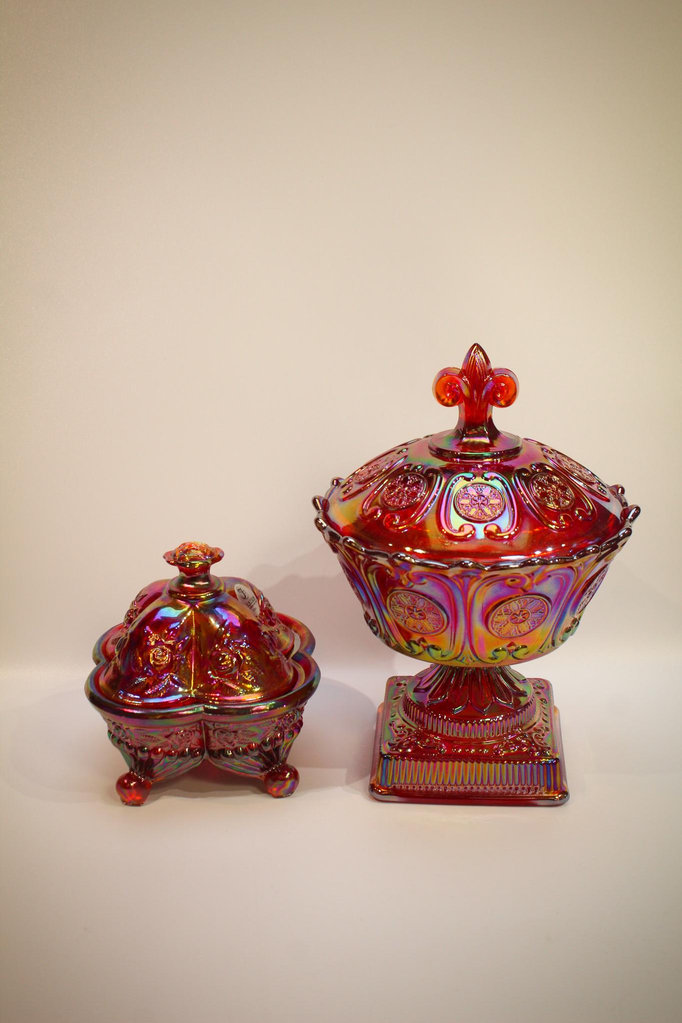 Lot 2 pcs Fenton Red carnival Glass (1 of 7)