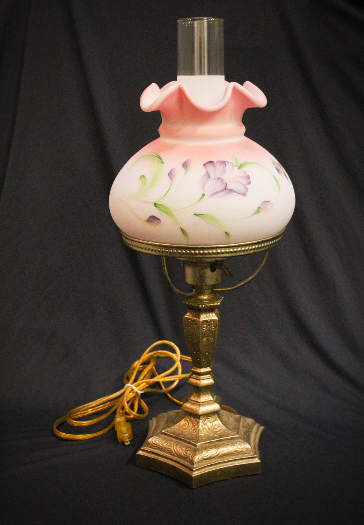 Fenton Hand Painted Blue Burmese Lamp (1 of 5)