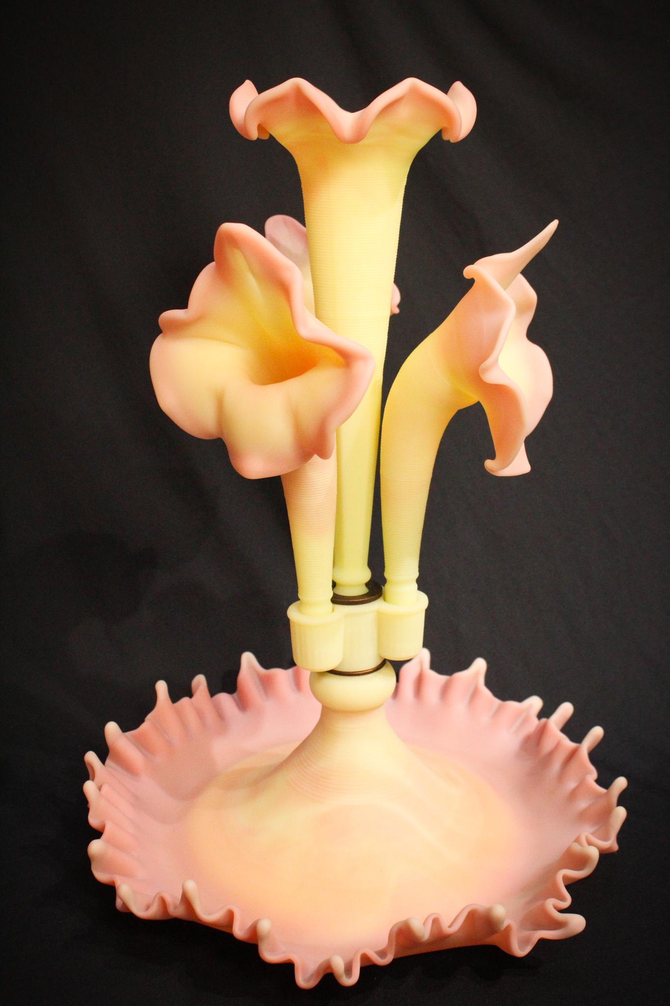 Fenton Satin Glass Burmese Epergne (1 of 6)