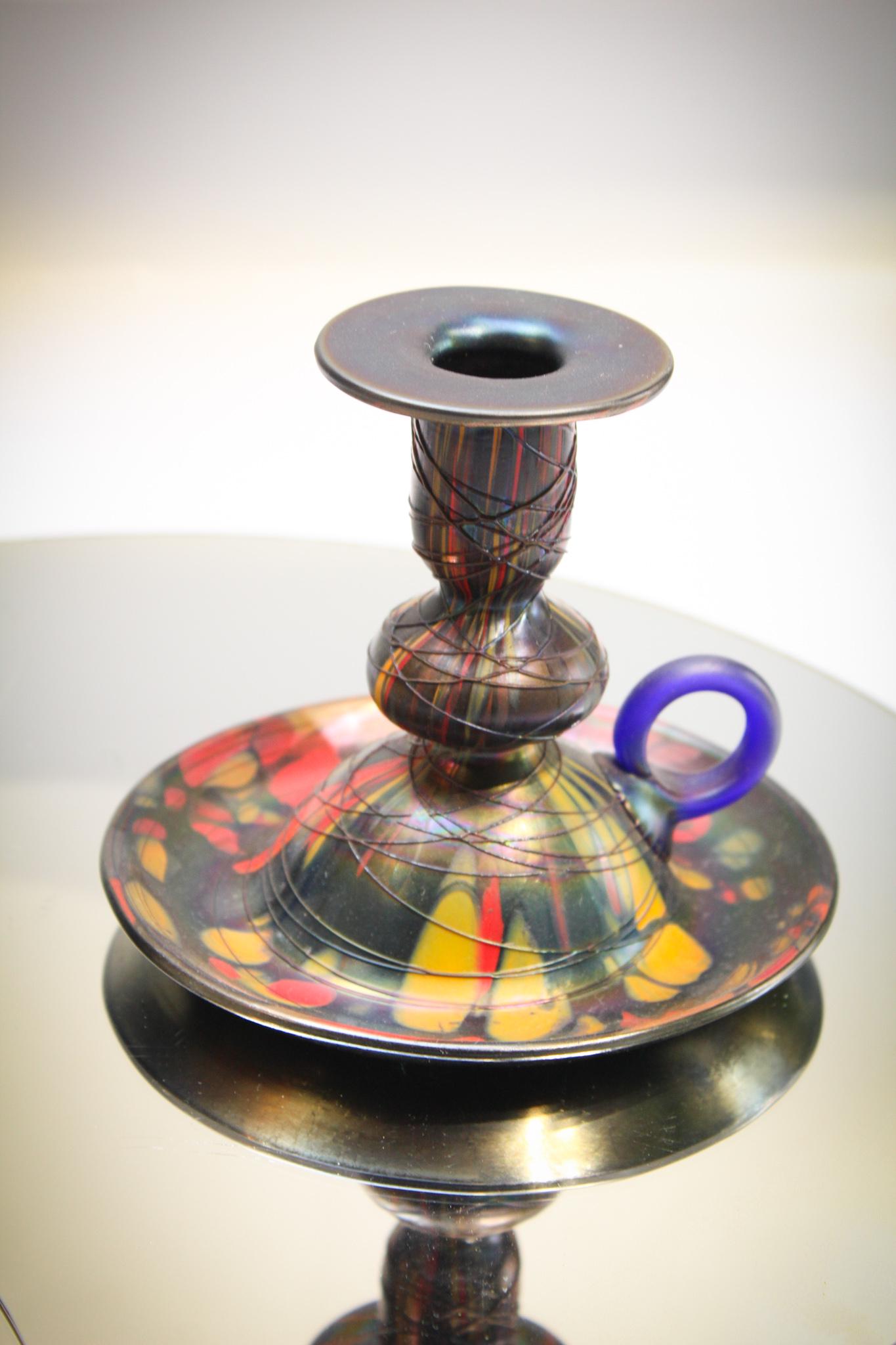 Rare Fenton glass Mosaic Chamberstick (1 of 4)