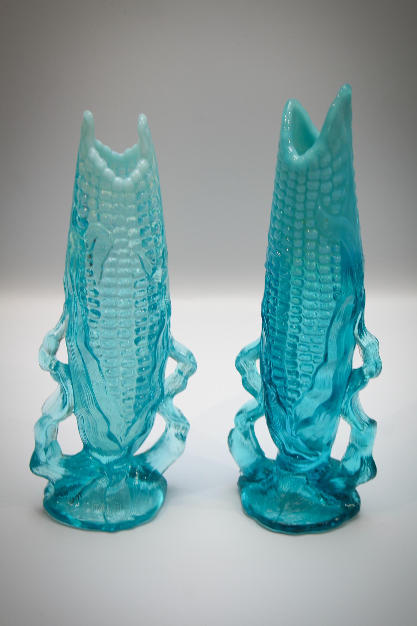 Pair of Dugan Victorian Glass Opalescent Corn Bud Vases (1 of 6)