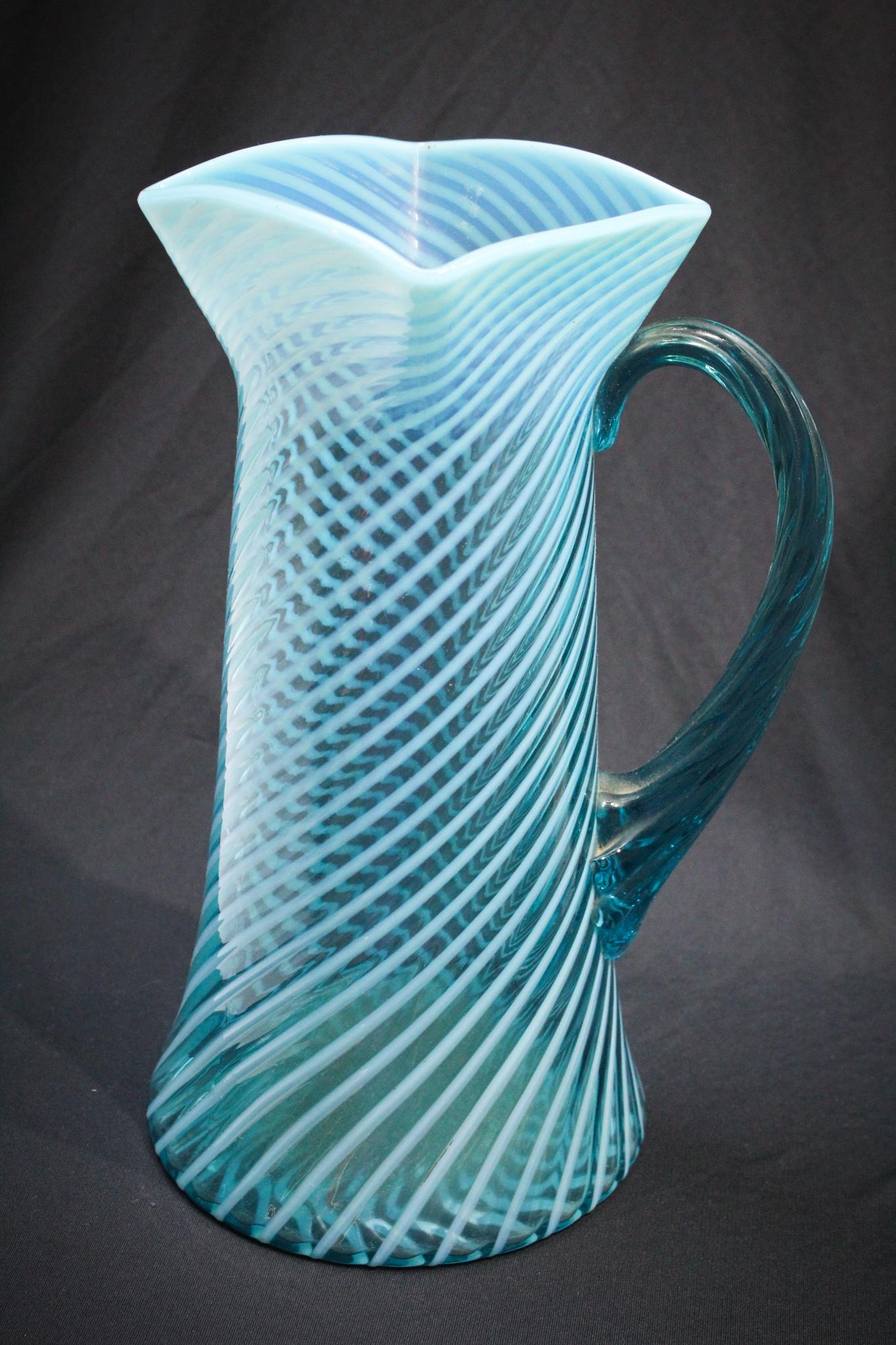 Albany Blue Opalescent Victorian Pitcher (1 of 4)