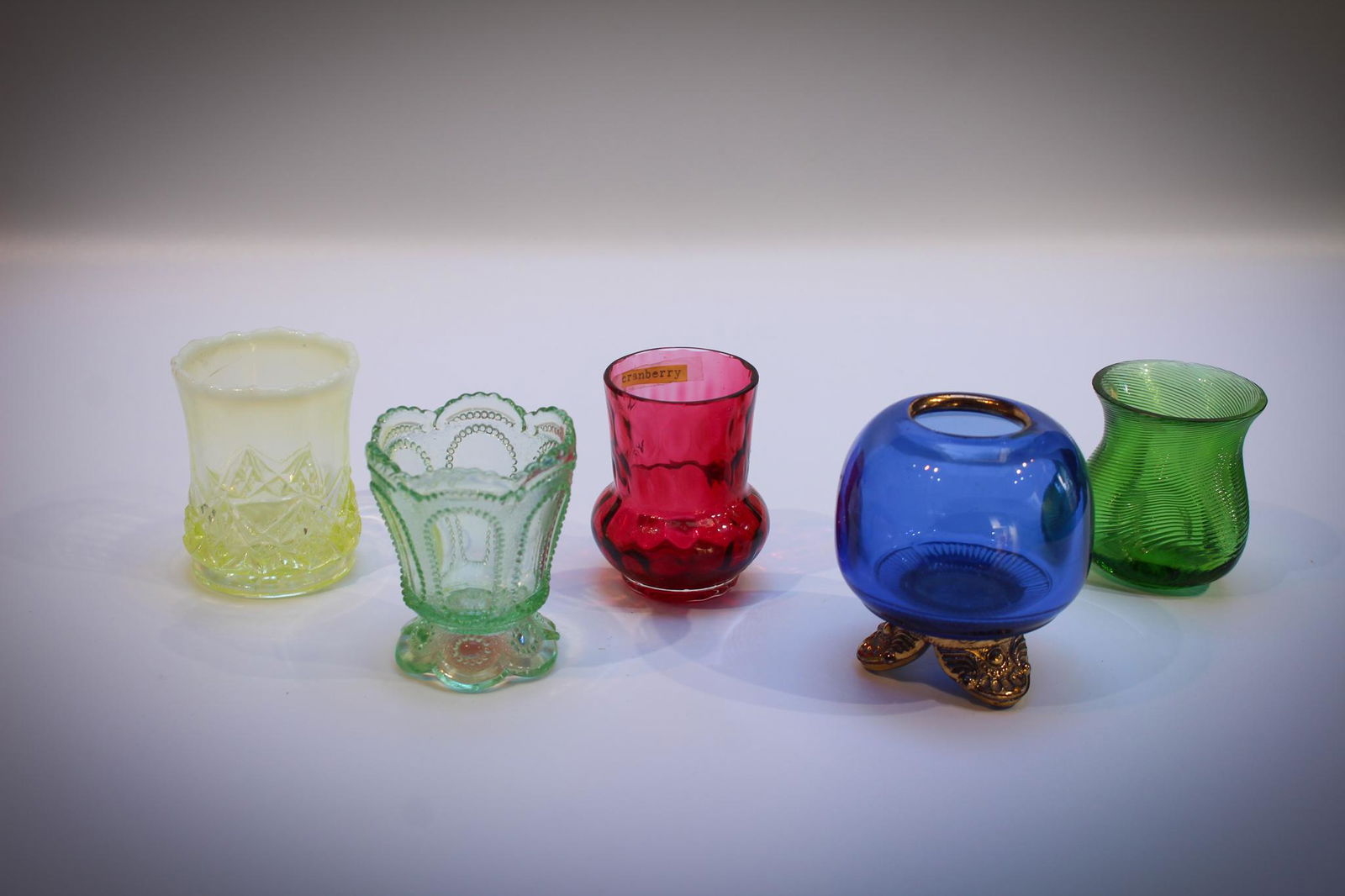 5 pc Lot Victorian Colored pattern glass Toothpicks (1 of 3)