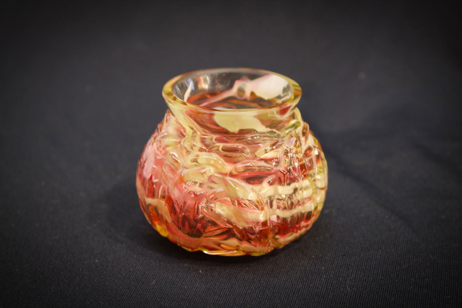 Northwood Leaf Mold Cranberry Vaseline Toothpick Holder (1 of 3)