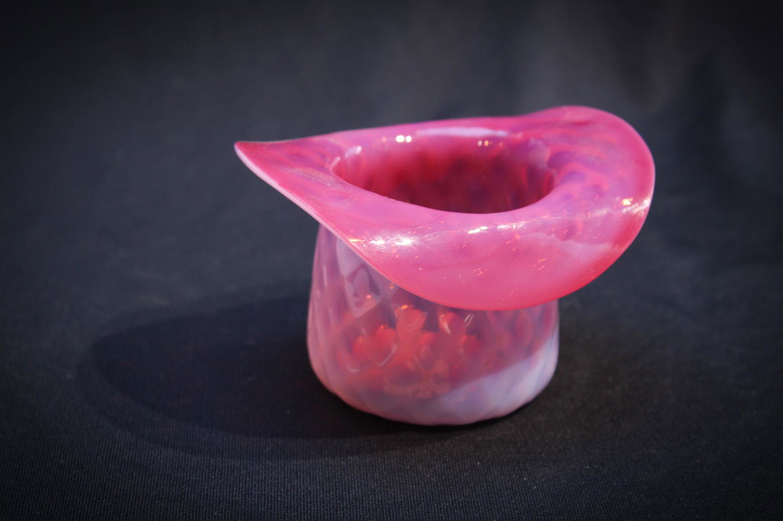 Rare Pink Opalescent cased Hat Toothpick Holder (1 of 5)