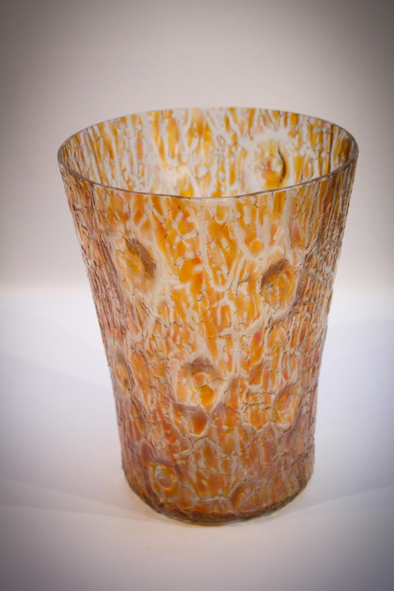 Loetz Astglas Orange vase: Super Loetz Astglas Orange Vase. Circa 1899. Measures 7 1/4" tall.