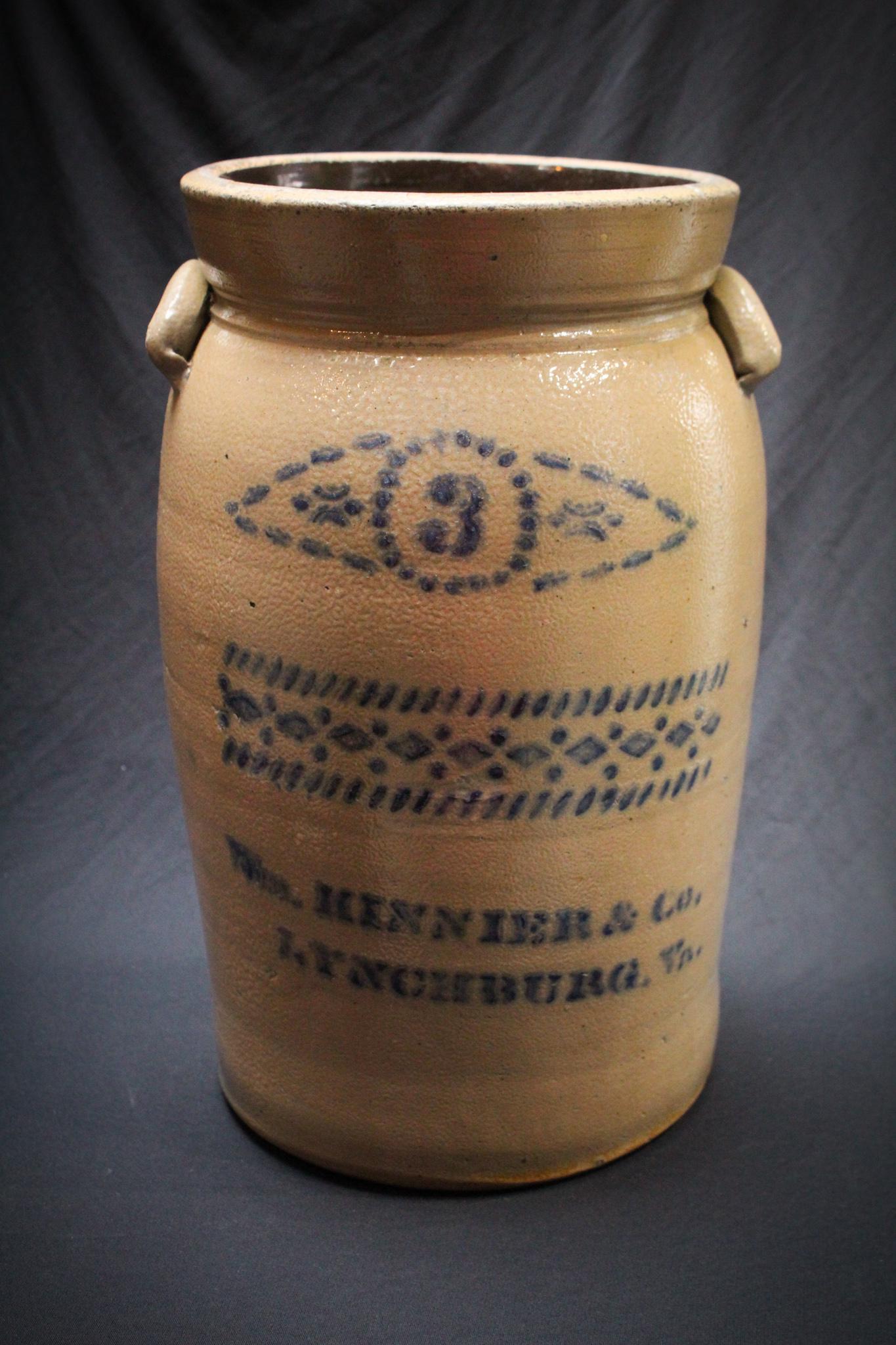 Donaghho Blue decorated Stoneware Butter churn (1 of 9)