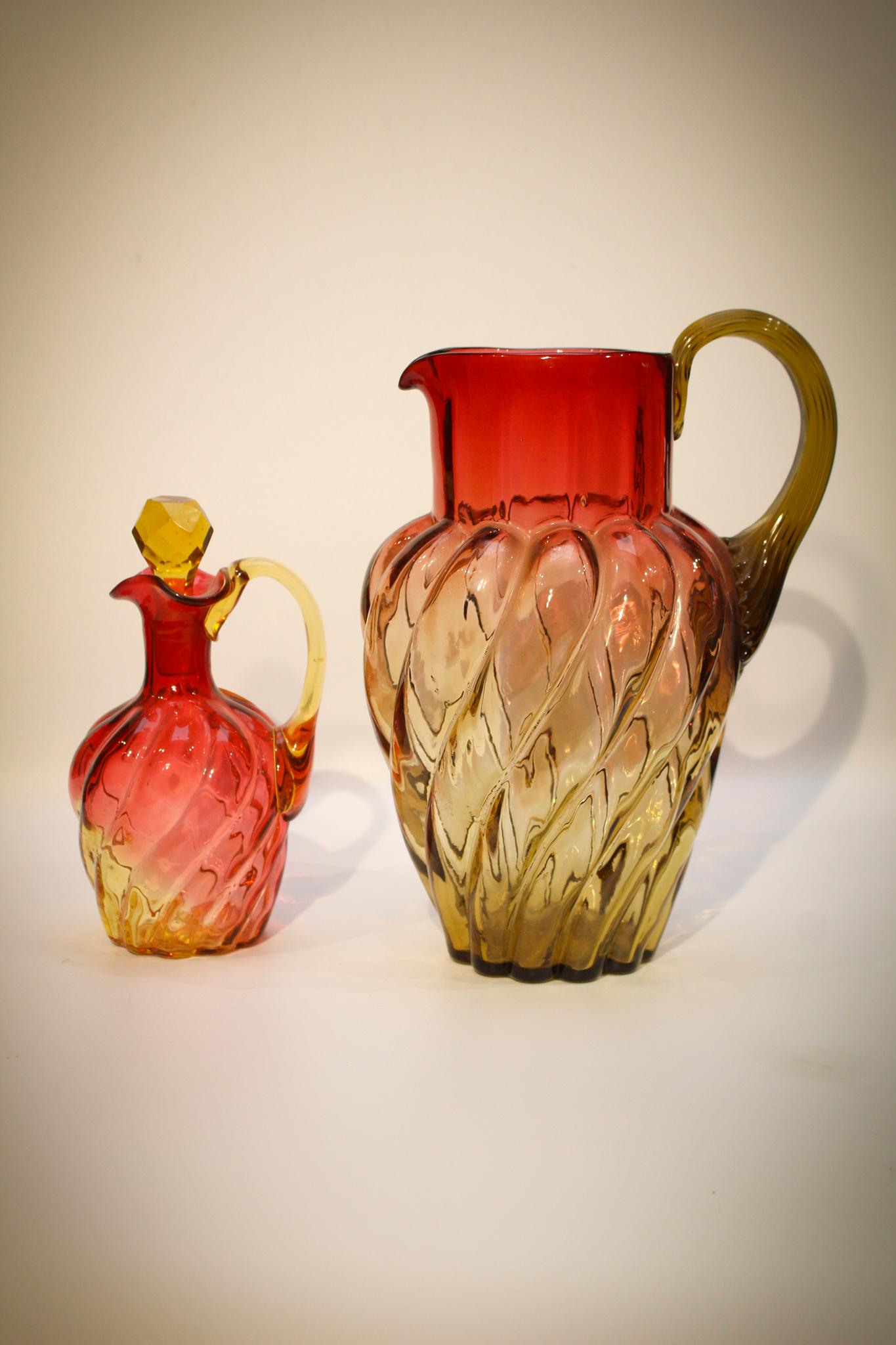 Phoenix Amberina Glass Swirl Cruet & Pitcher (1 of 10)