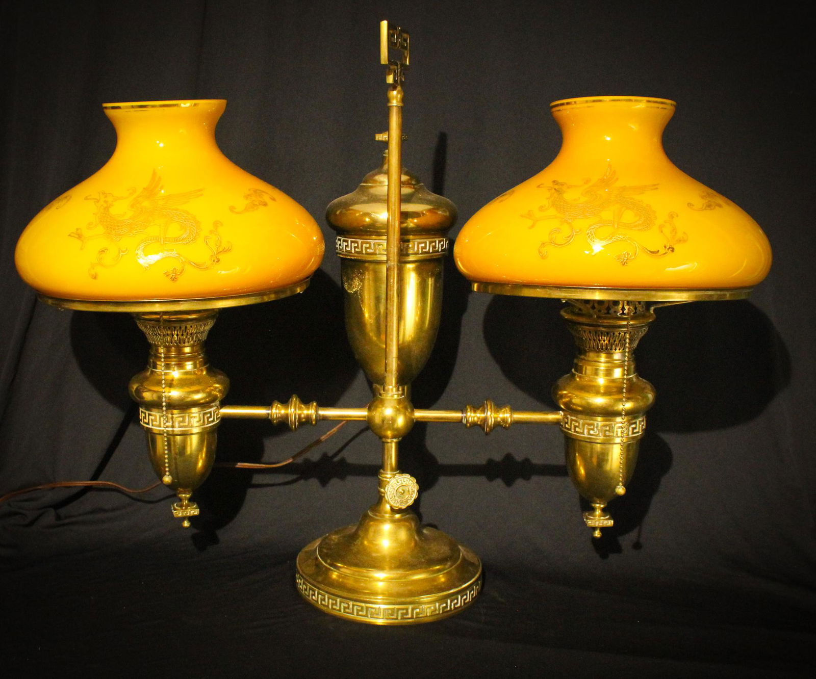 Scarce Dragon Double Student Victorian Lamp (1 of 16)
