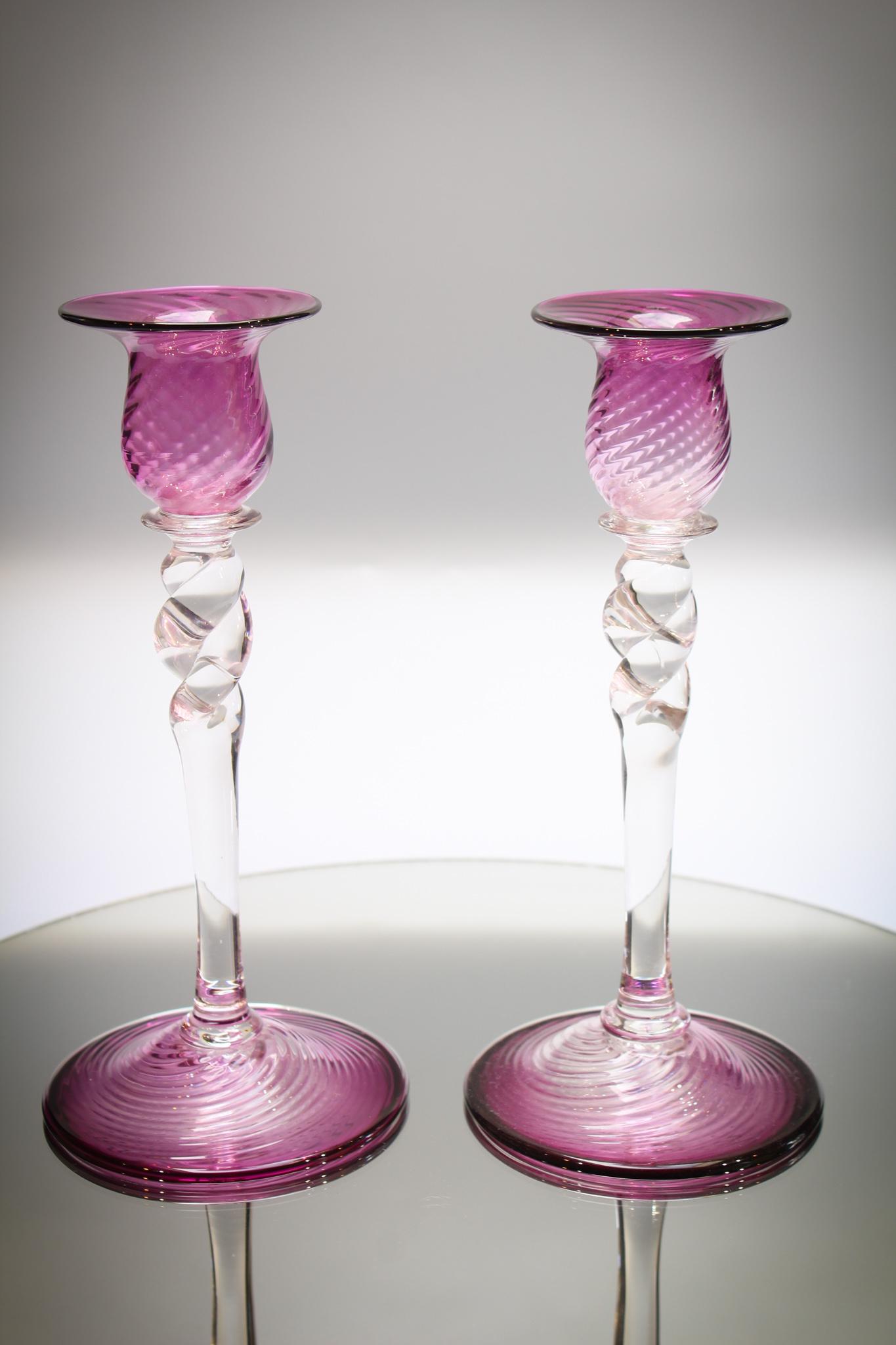 Pair Steuben glass Amythest Candlesticks (1 of 7)