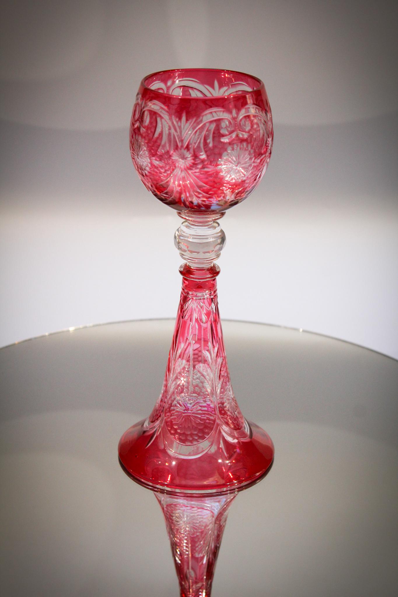 Rare BPCG Stevens & Williams Cranberry cut to clear (1 of 7)