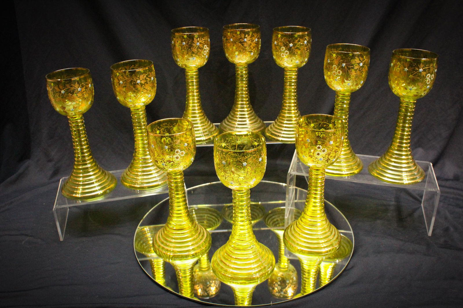 Fantastic 10 pc Lot  Citrine gilt decorated Roemers (1 of 7)
