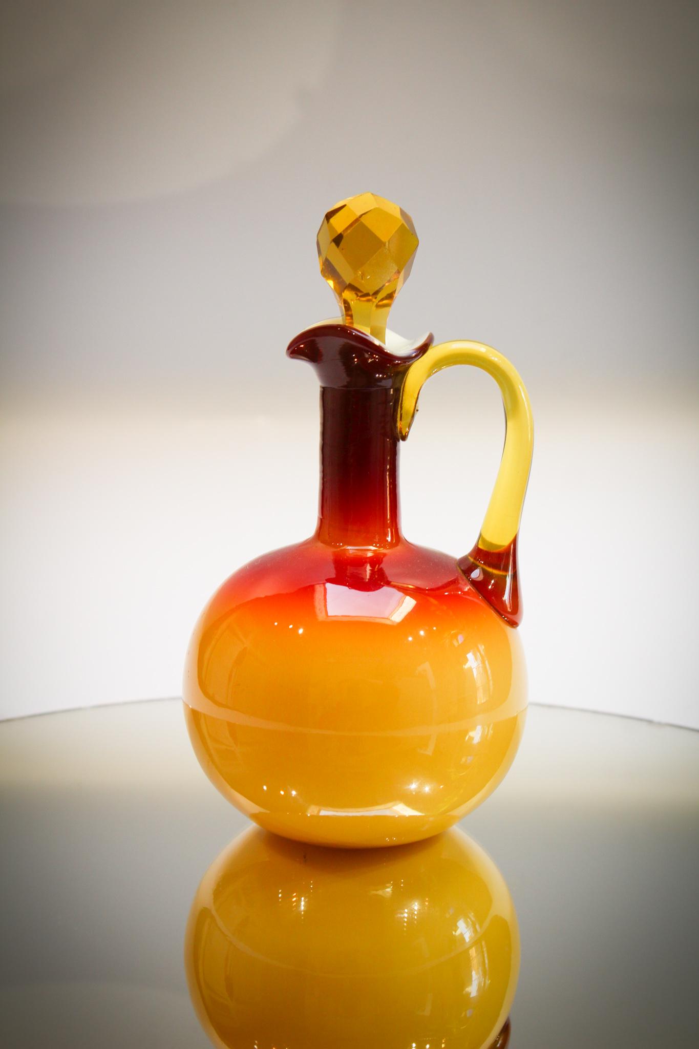 Victorian Wheeling Peachblow glass Ball shape cruet (1 of 7)