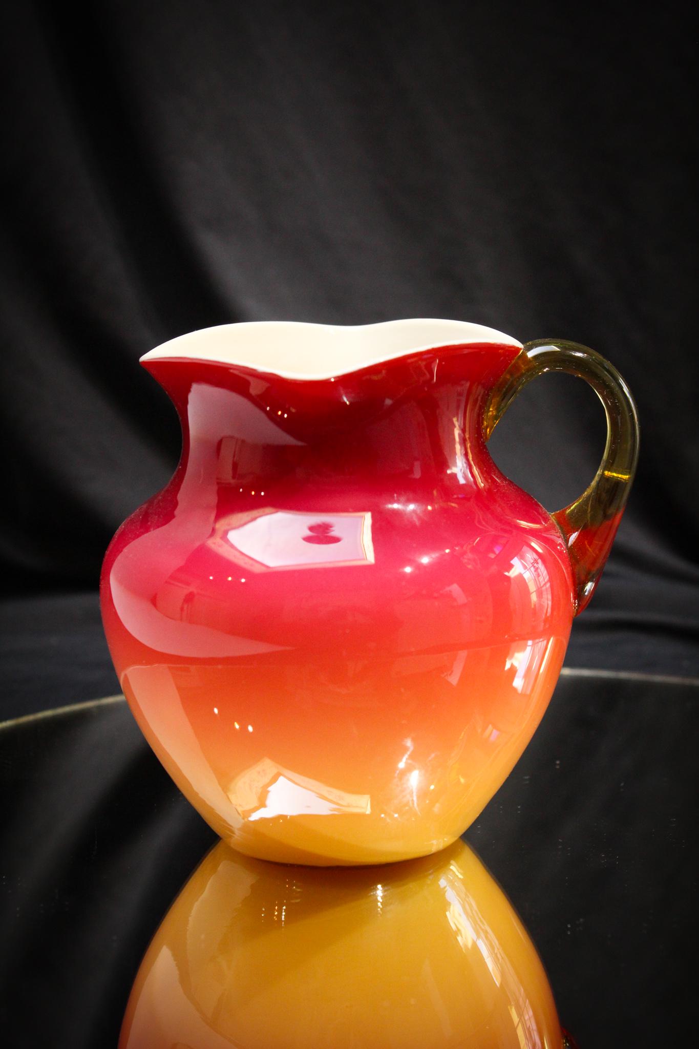 Victorian Wheeling Peachblow glass Cream pitcher (1 of 5)