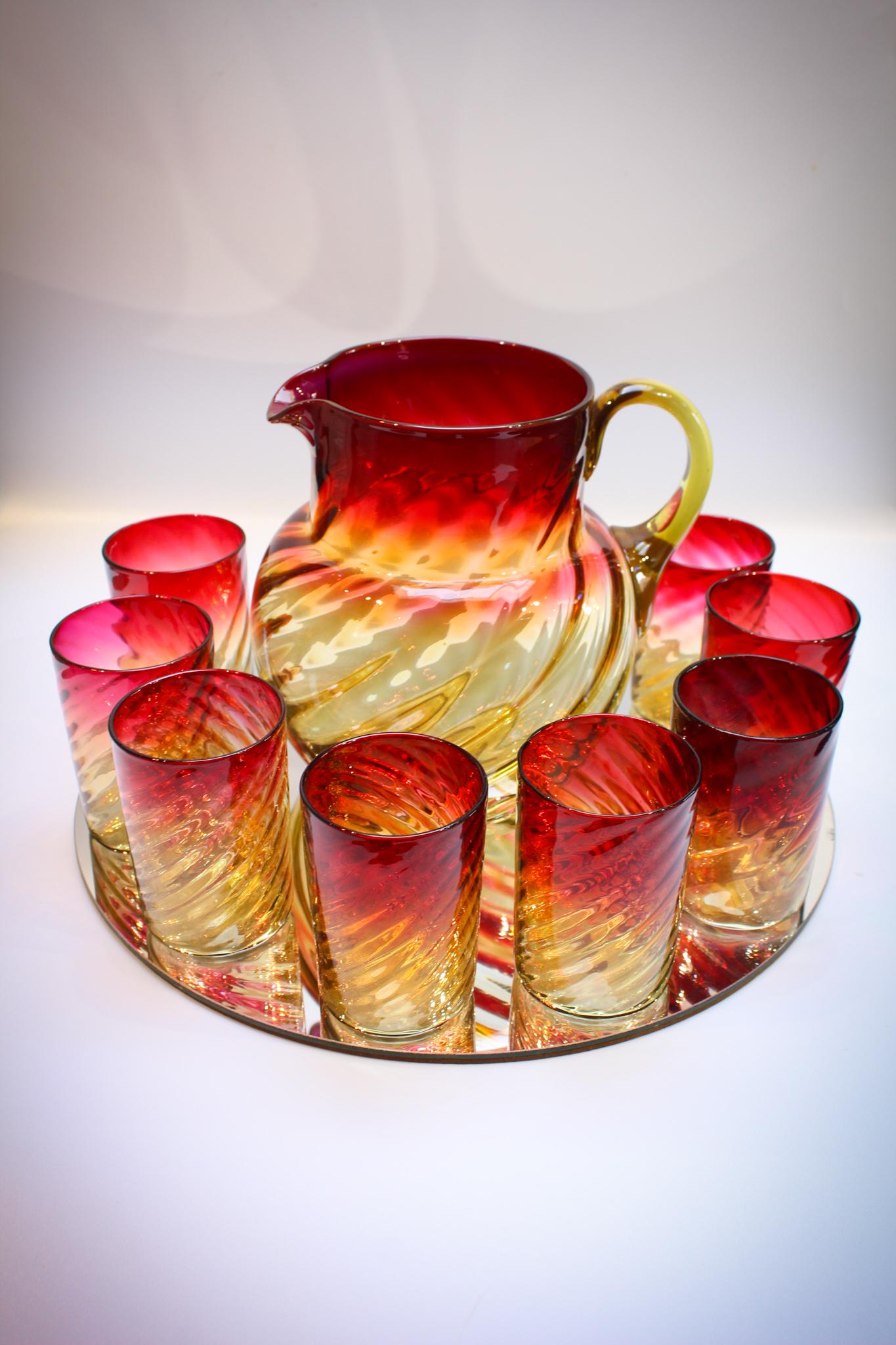 Mt. Washington Amberina 9pc Water Set (1 of 9)