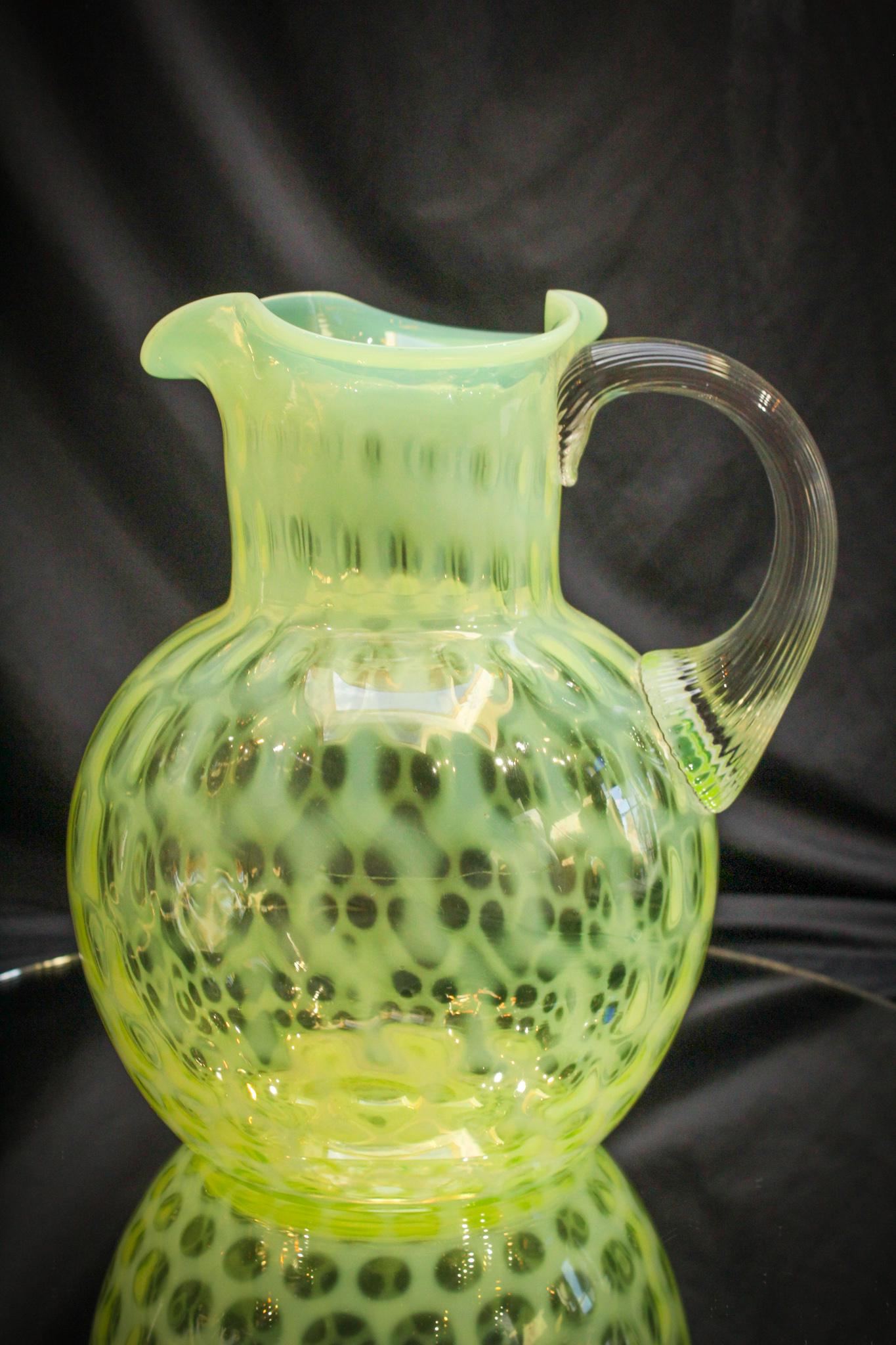 Phoenix Vaseline Opalescent Honeycomb Pitcher (1 of 6)