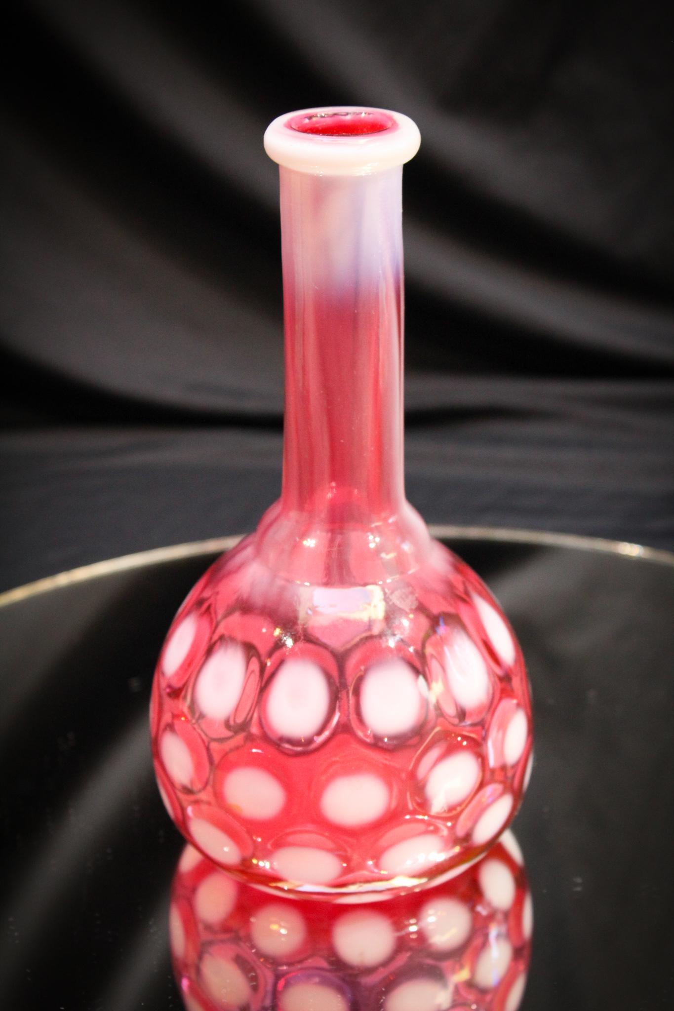 Hobb's Cranberry Opalescent Barber Bottle (1 of 4)