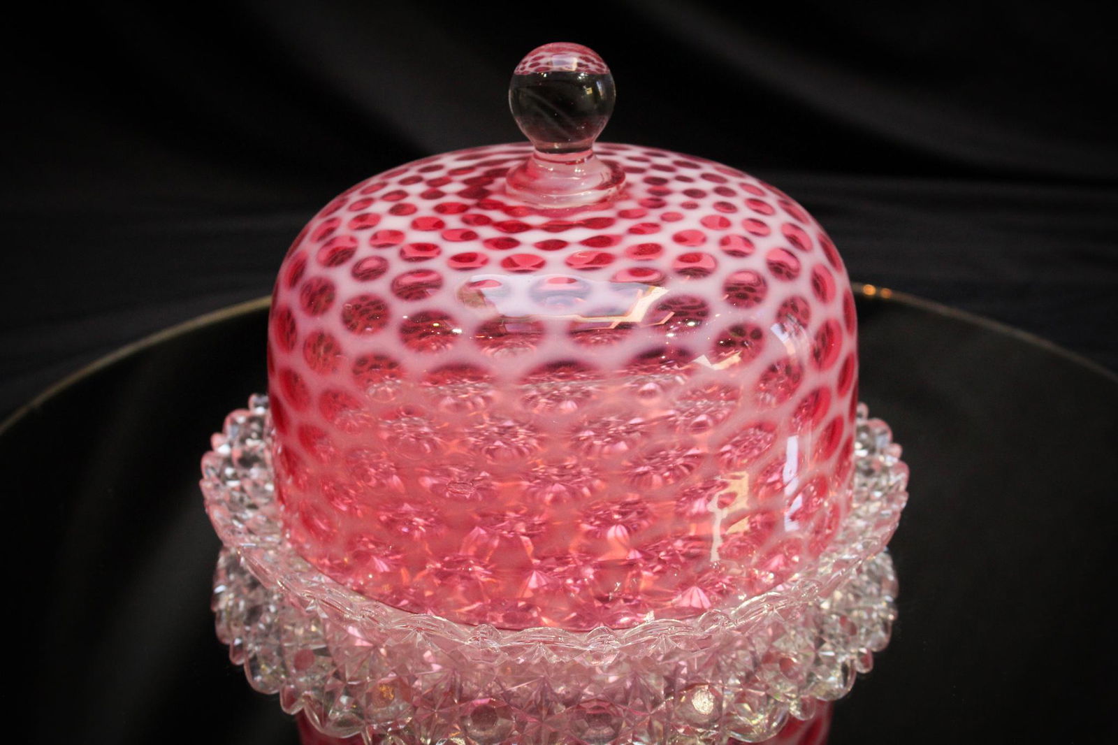 Very Rare Hobb's Cranberry Opalescent Windows Cheese (1 of 6)