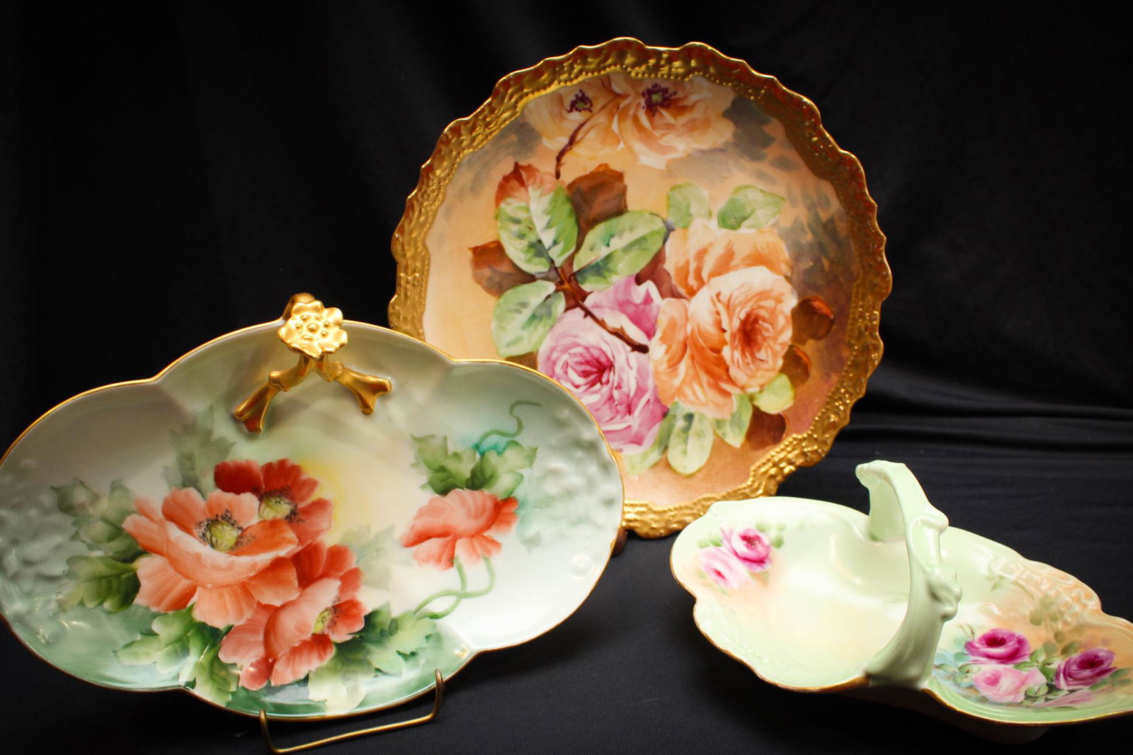 3 pc Lot French hand painted Porcelain (1 of 9)