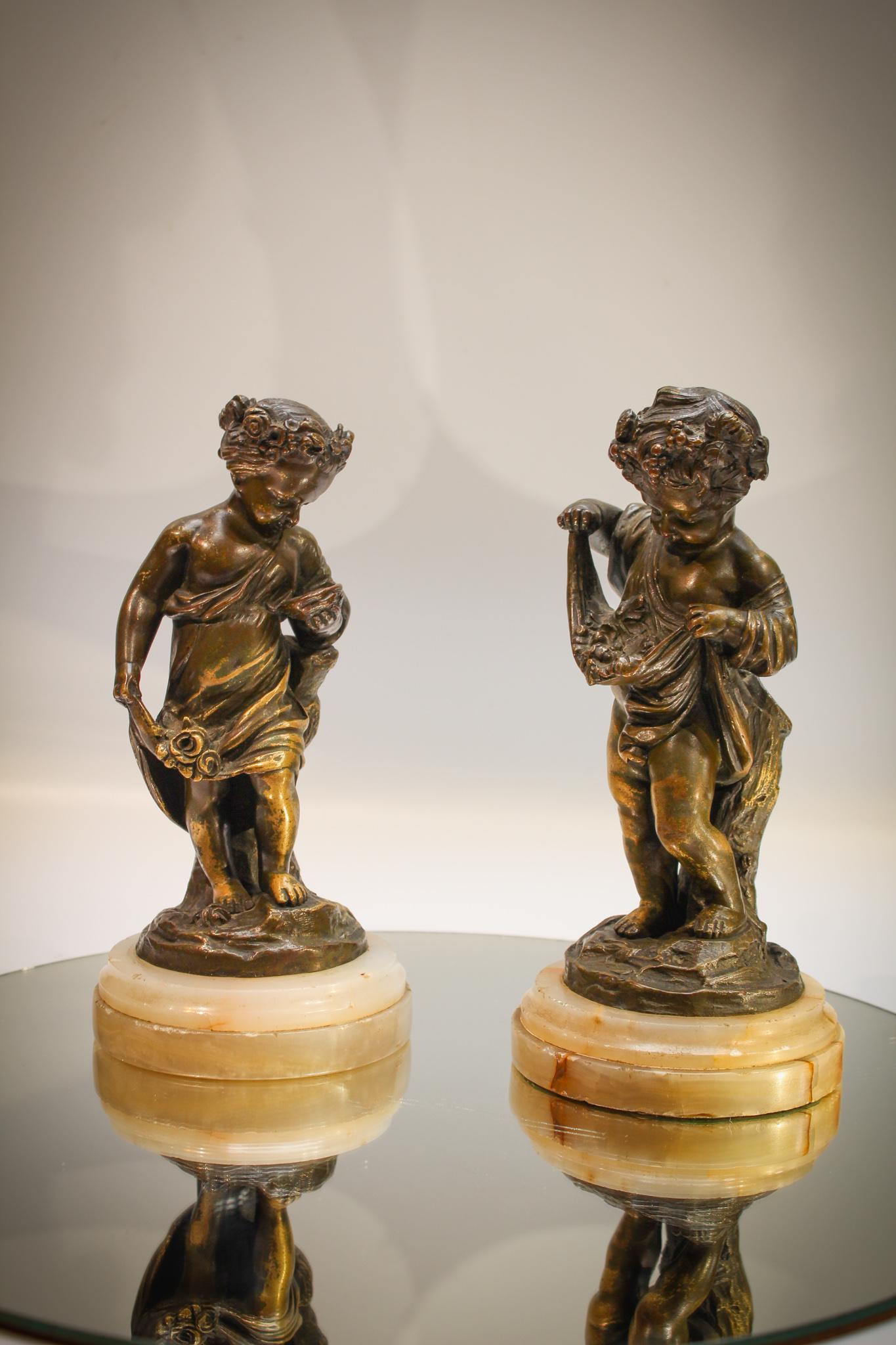 Opposing pair Victorian Cherub Bronze and Marble (1 of 13)