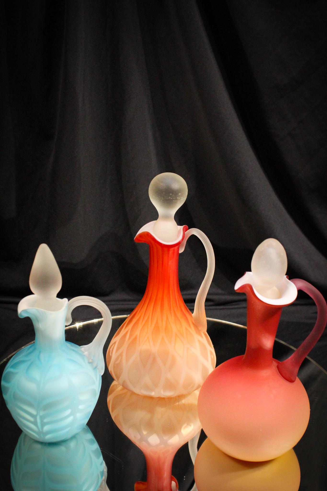 3 pc Lot Antique Satin & Mother of Pearl Cruets (1 of 7)