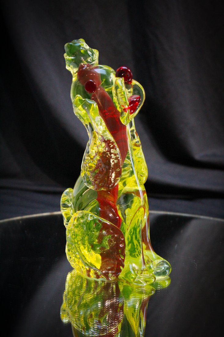 Murano Vaseline Cranberry Poodle Dog figurine (1 of 4)