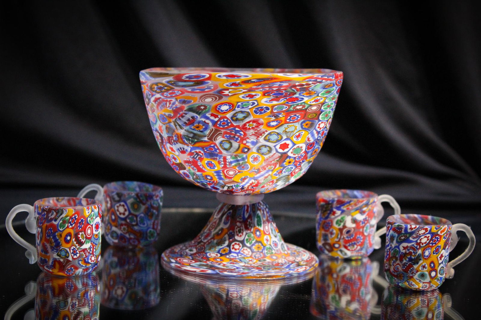 Salviati Tosso Murano Millefiori child's Punch set (1 of 8)