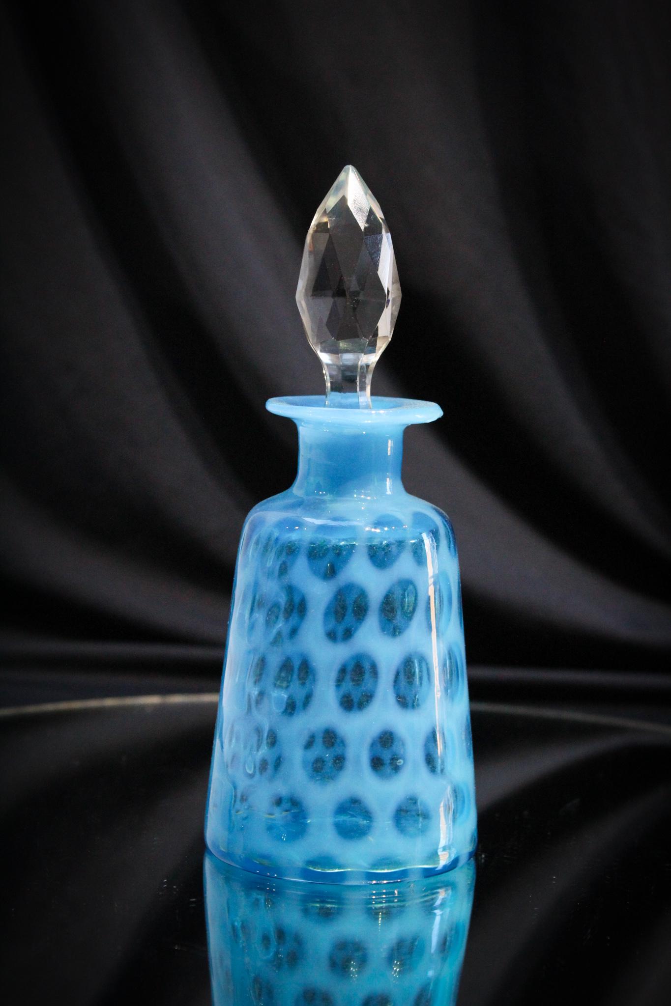 Rare Blue Opalescent Honeycomb Phoenix Perfume: This is so rare. Do I have to mention it again? Well I will. We are offering some of the most wonderfully rare pieces in this December sale. We get the best don't we? This perfume, attributed to Phoen
