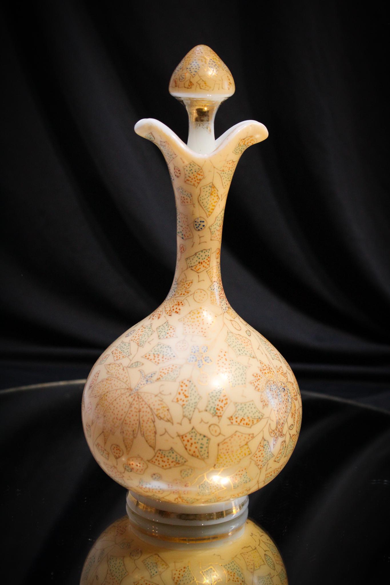 Opalware petit point dÃ©cor enameled Perfume decanter (1 of 3)