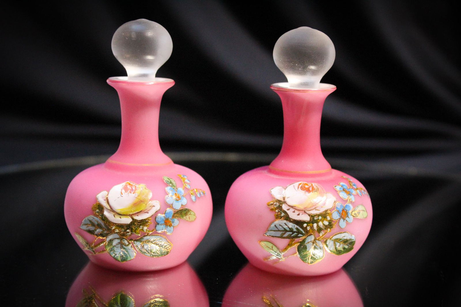 Teensy Tiny Pink cased Glass Victorian Enameled (1 of 3)