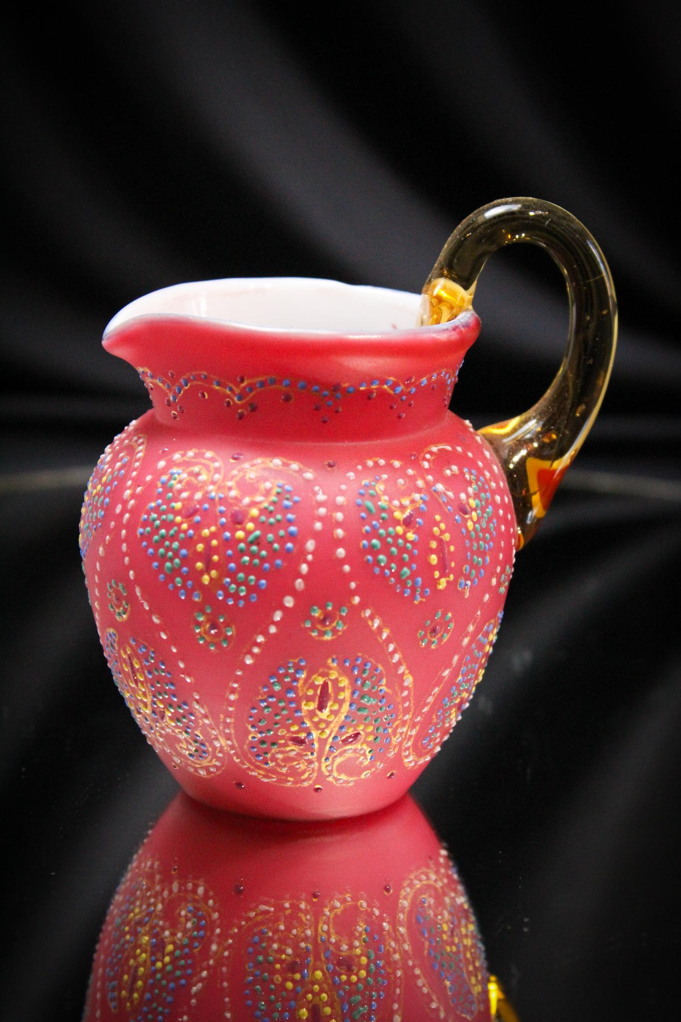Victorian Mini enameled Victorian Glass Pitcher (1 of 5)