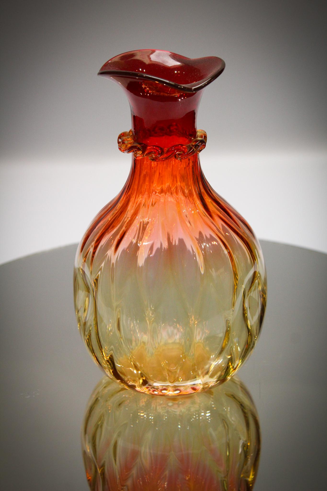 Mt. Washington Rose Amber Rigaree 7" Victorian vase (1 of 3)